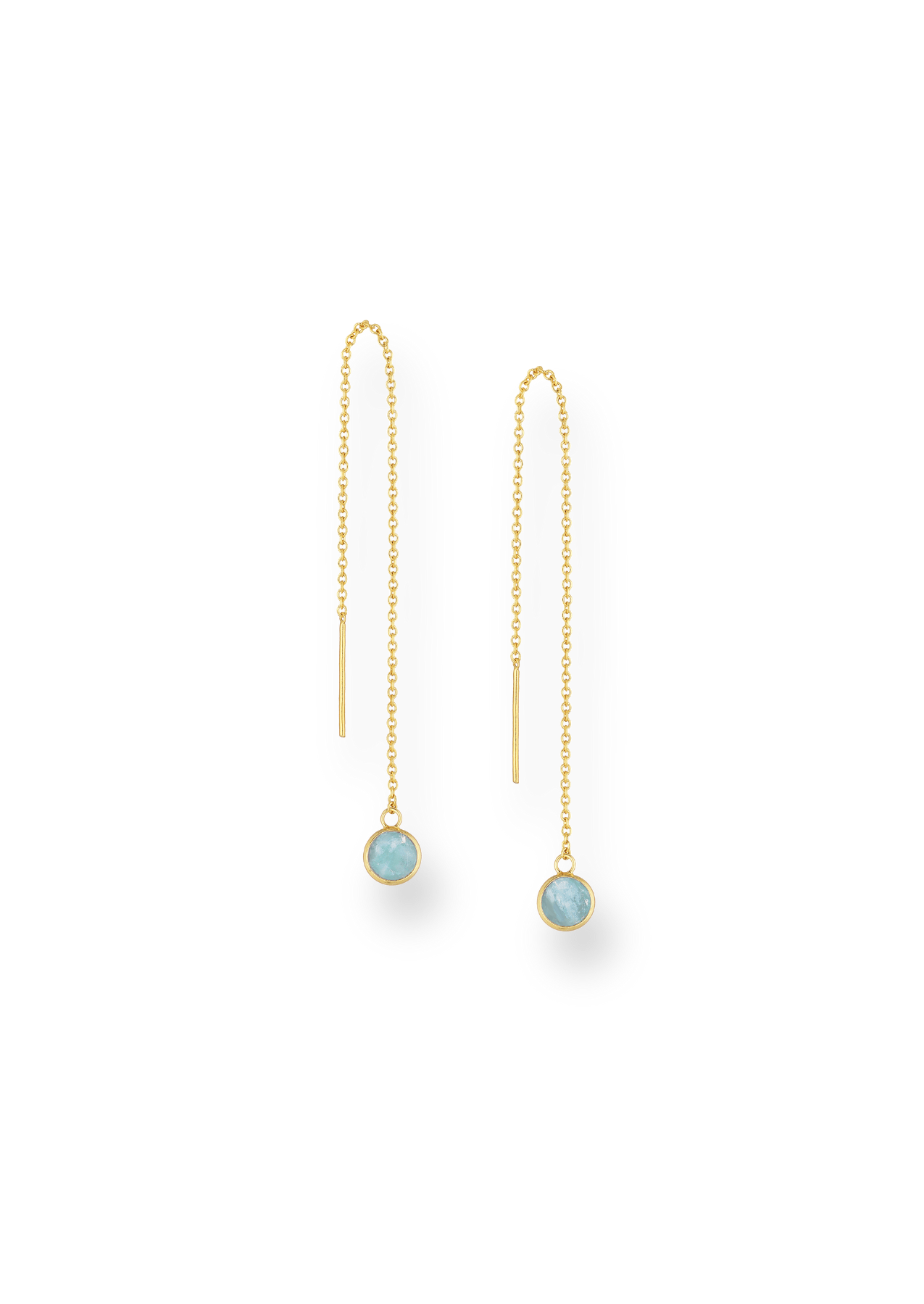The Mini Aria Amazonite 18ct Gold Vermeil Threader Earrings - Molten Store
