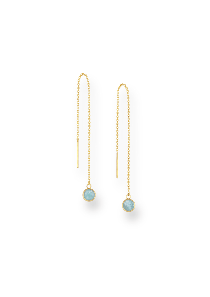 The Mini Aria Amazonite 18ct Gold Vermeil Threader Earrings - Molten Store