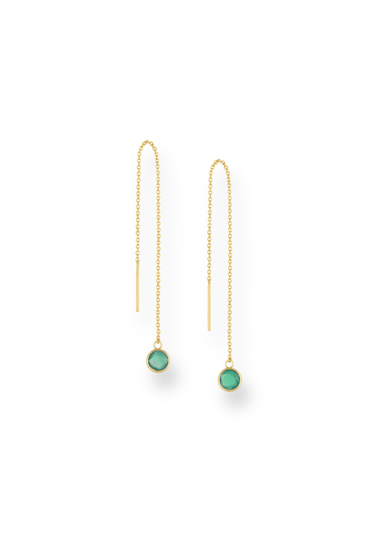 The Mini Aria Green Onyx 18ct Gold Vermeil Threader Earrings - Molten Store