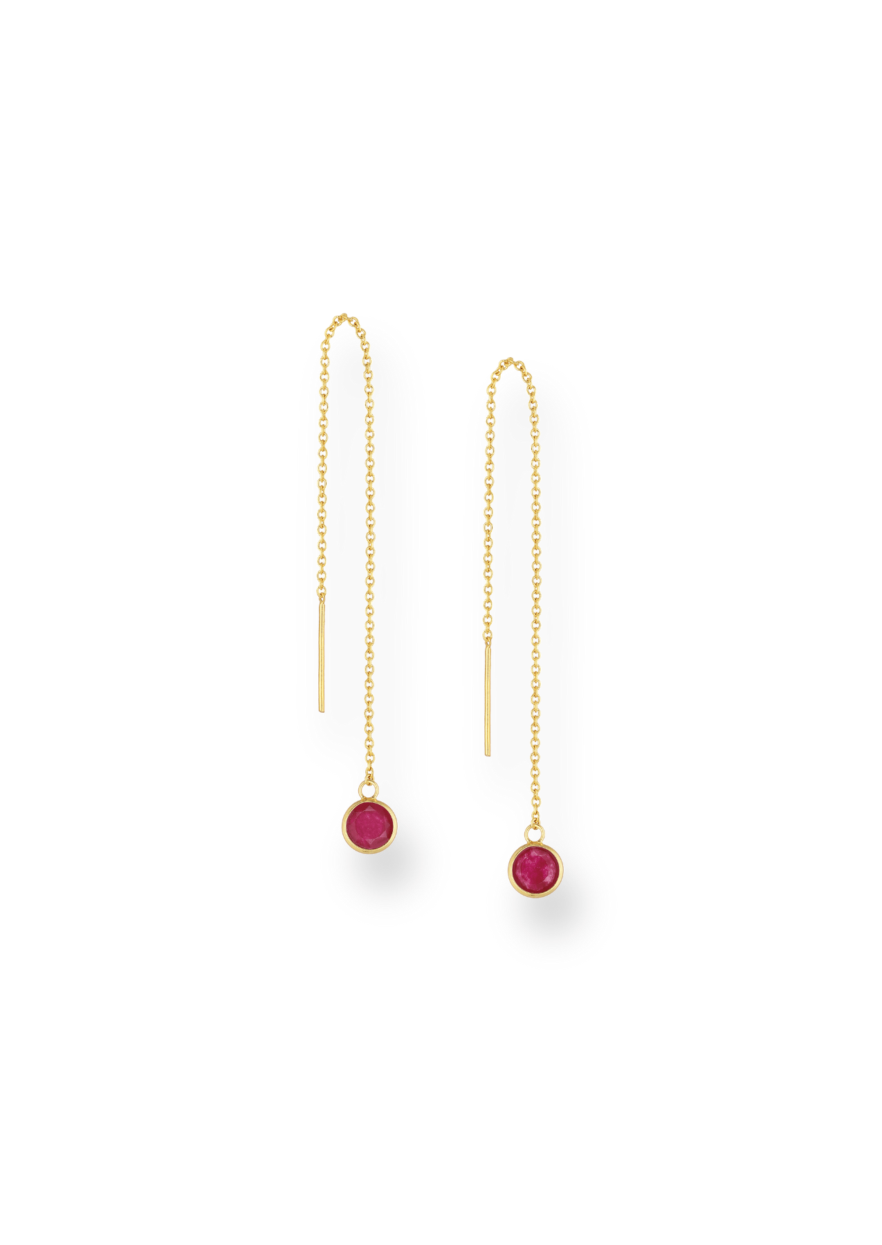 The Mini Aria Red Quartz 18ct Gold Vermeil Threader Earrings - Molten Store