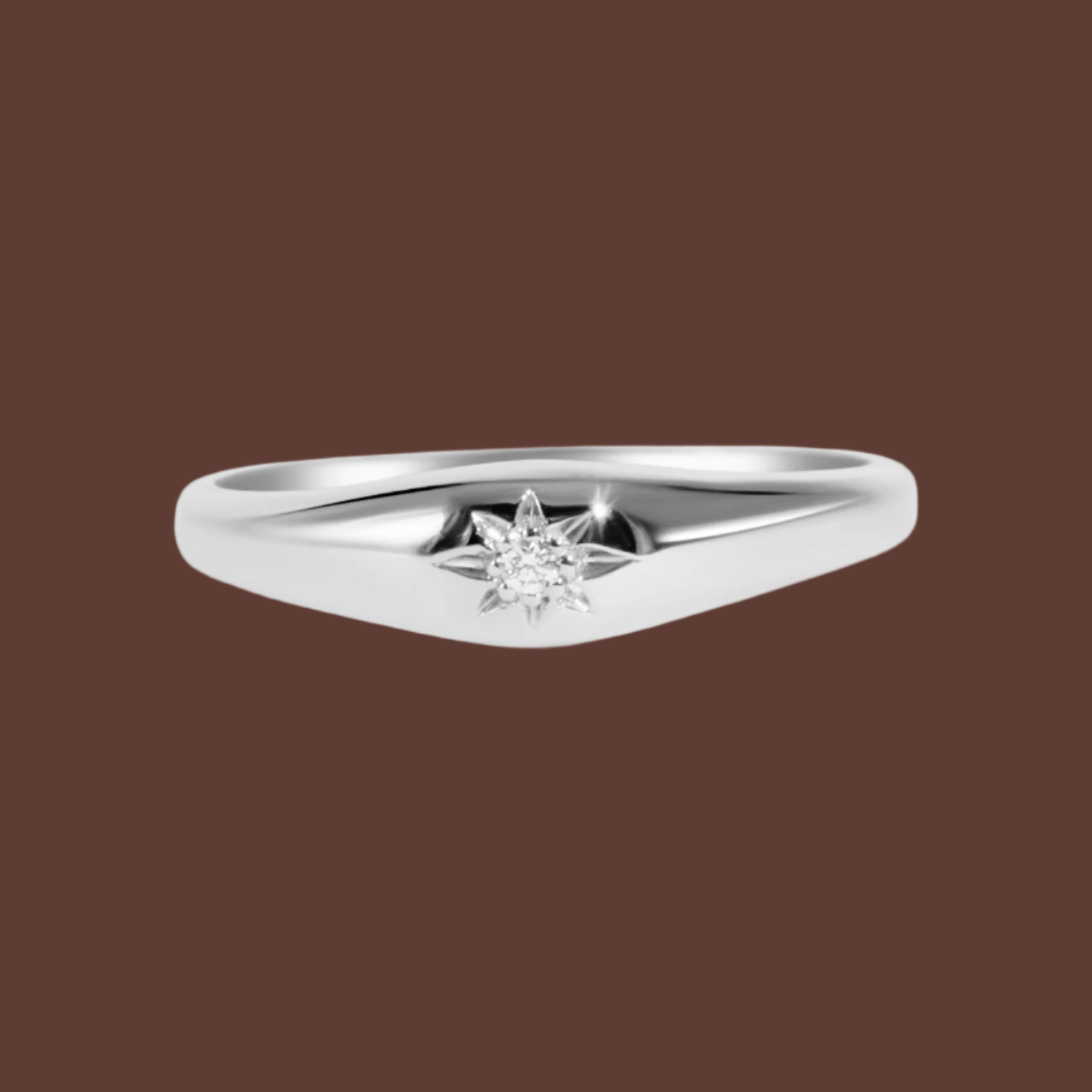 The Mini Compass Diamond Silver Signet - Molten Store
