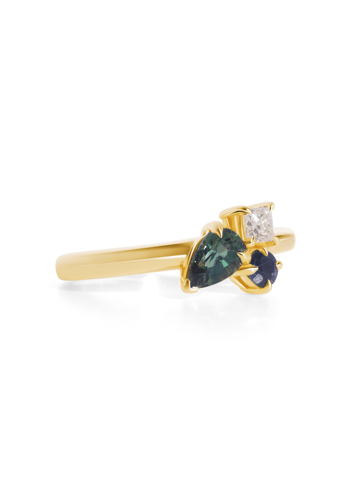 The Mosaic 14ct Yellow Gold Cluster Ring with Sapphire and Diamond - Molten Store
