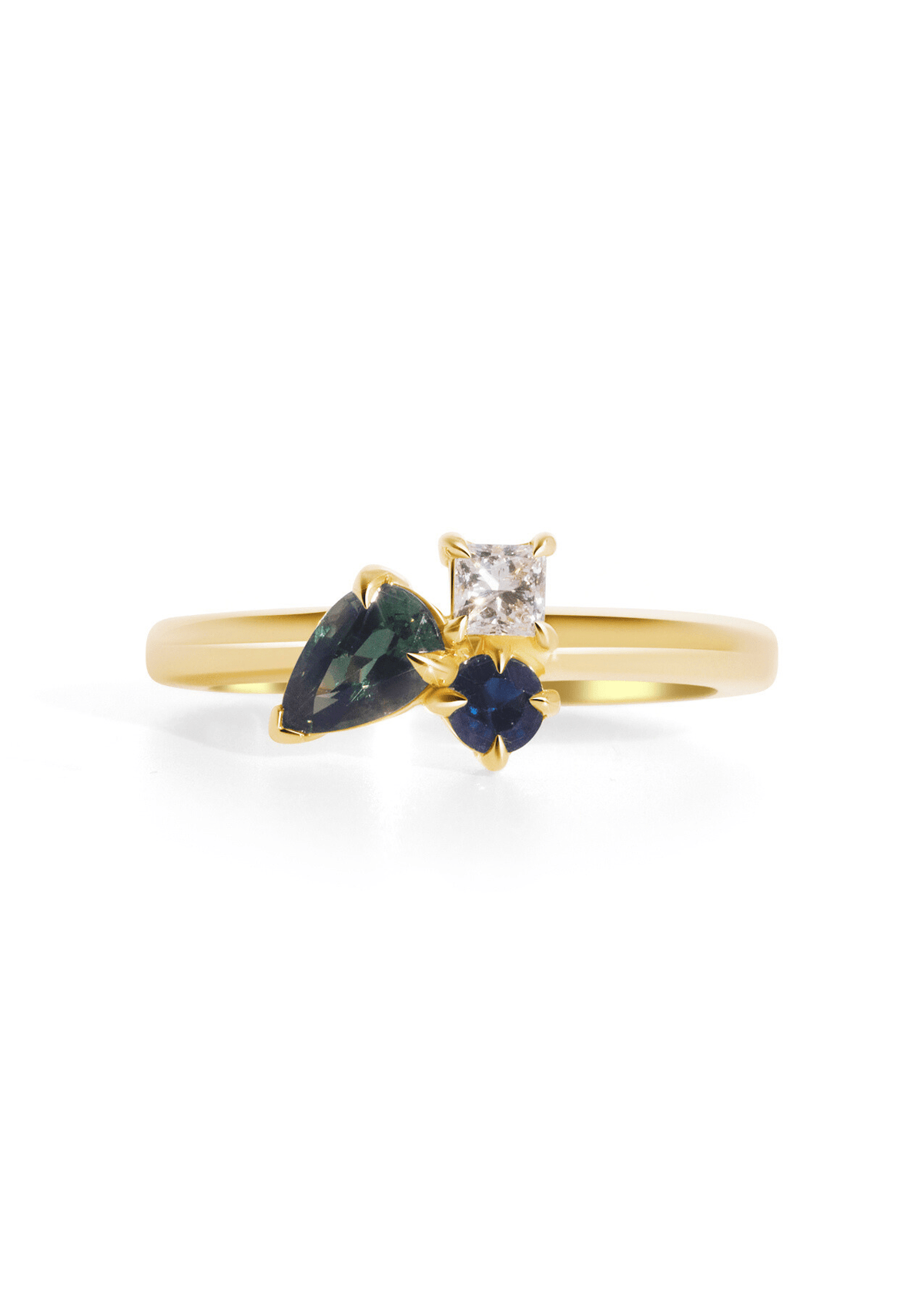The Mosaic 14ct Yellow Gold Cluster Ring with Sapphire and Diamond - Molten Store