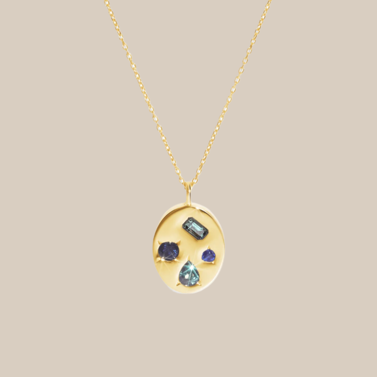 The Mosaic 18ct Yellow Gold Pendant Necklace with Sapphire - Molten Store