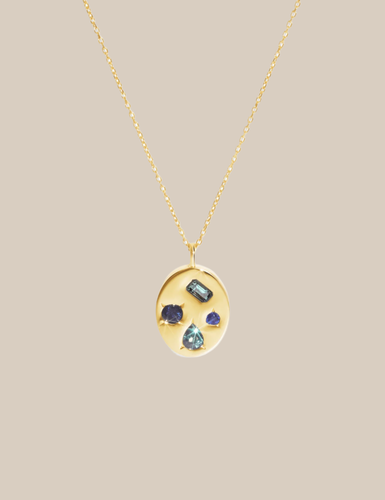 The Mosaic 18ct Yellow Gold Pendant Necklace with Sapphire - Molten Store
