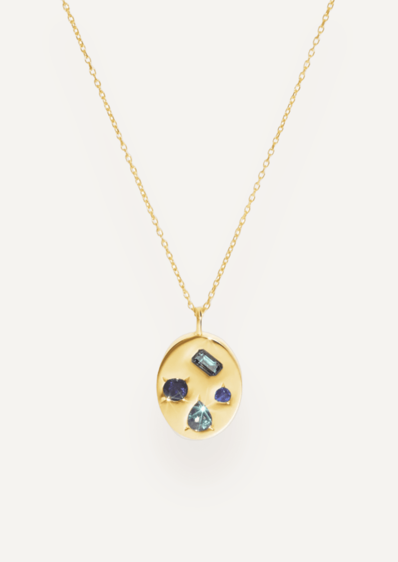 The Mosaic 18ct Yellow Gold Pendant Necklace with Sapphire