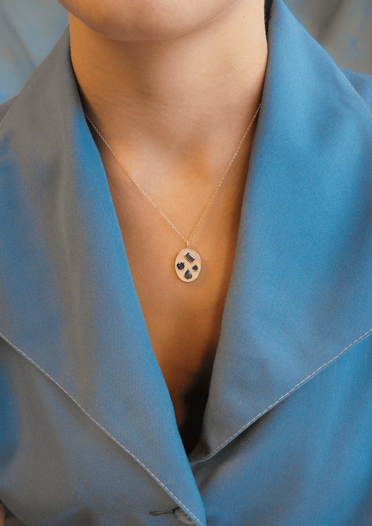 The Mosaic 18ct Yellow Gold Pendant Necklace with Sapphire - Molten Store