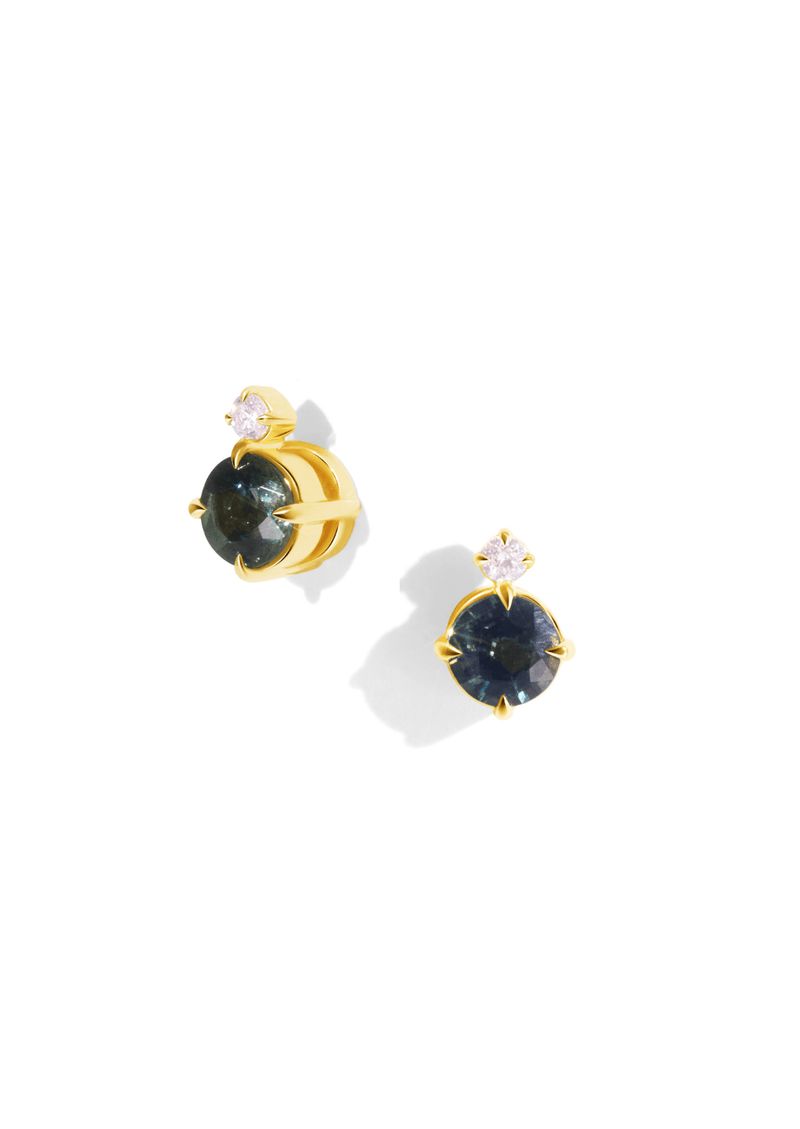 The Mosaic Stud Earrings with Sapphire and Diamond