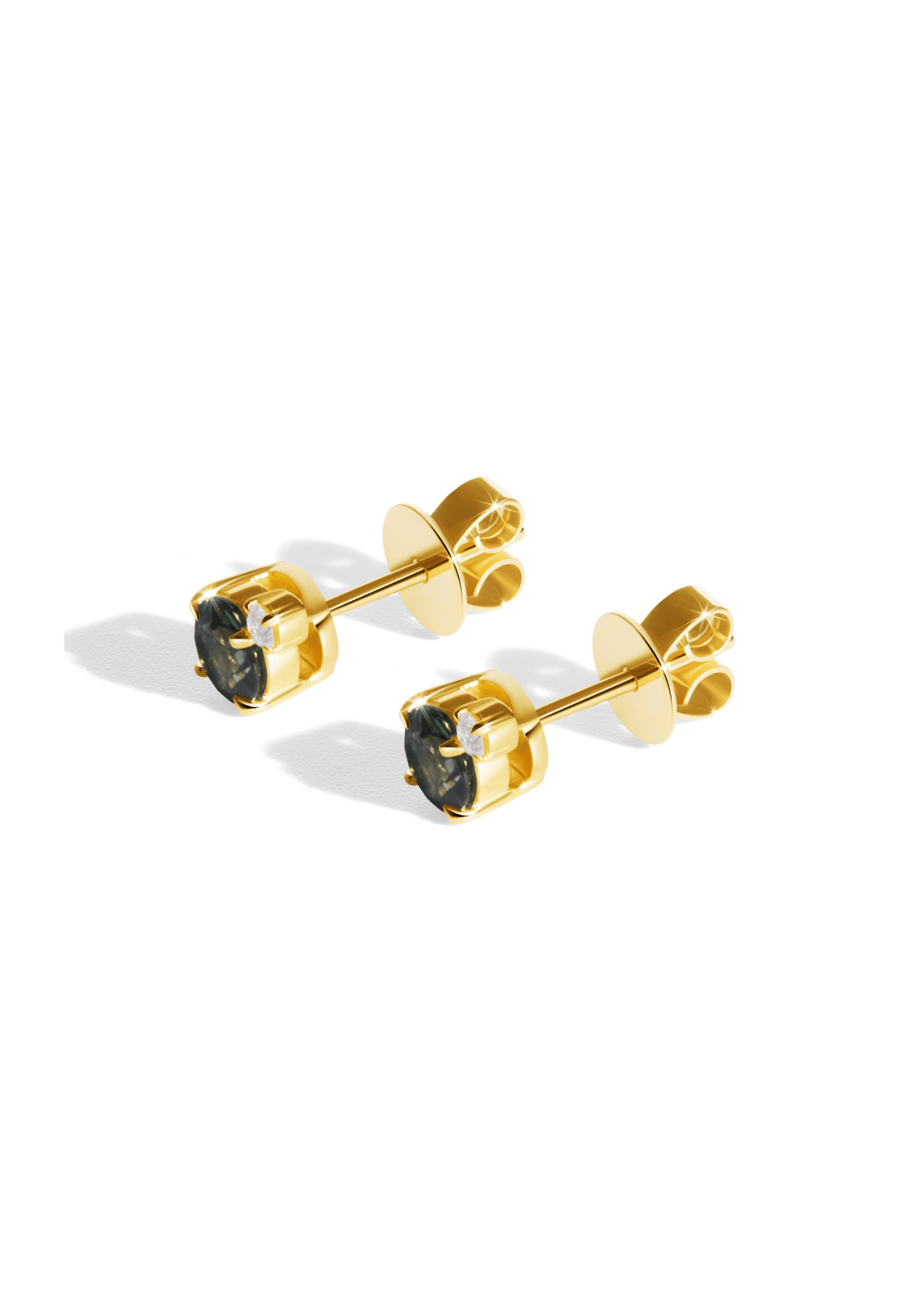 The Mosaic 18ct Yellow Gold Stud Earrings with Sapphire and Diamond - Molten Store