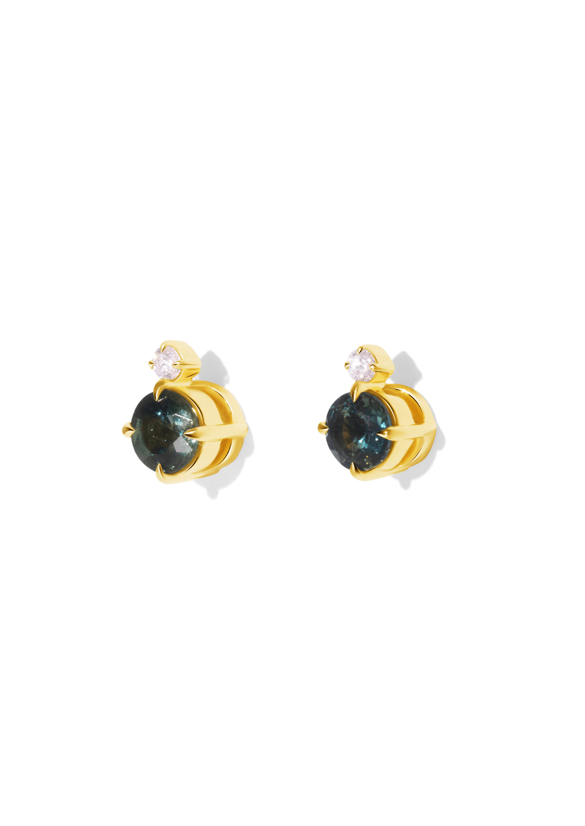 The Mosaic 18ct Yellow Gold Stud Earrings with Sapphire and Diamond - Molten Store
