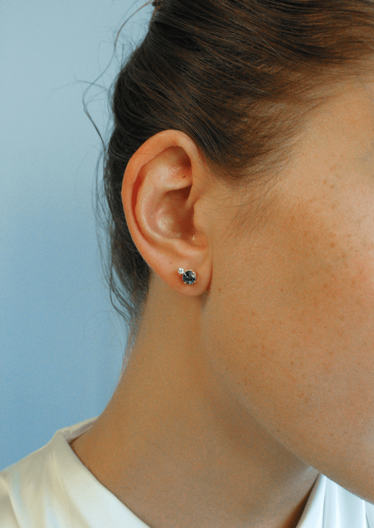 The Mosaic 18ct Yellow Gold Stud Earrings with Sapphire and Diamond - Molten Store