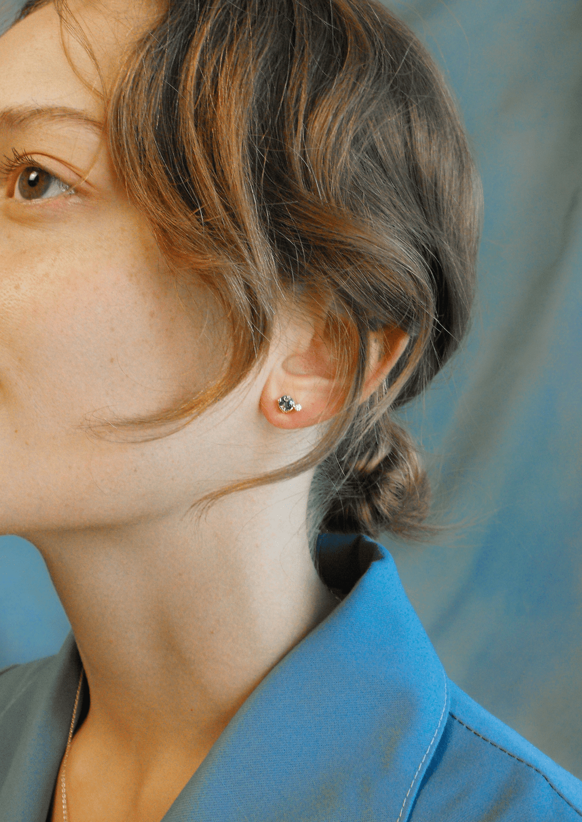 The Mosaic 18ct Yellow Gold Stud Earrings with Sapphire and Diamond - Molten Store