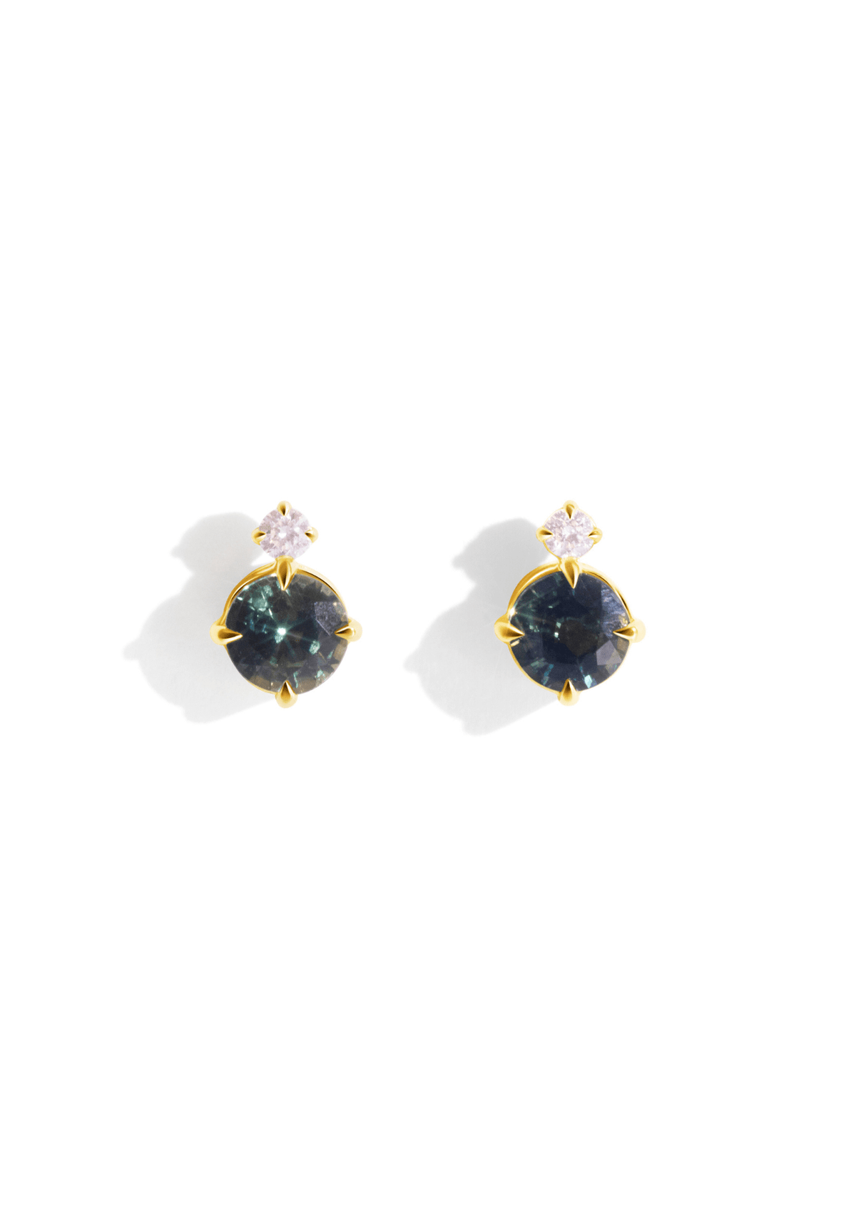 The Mosaic 18ct Yellow Gold Stud Earrings with Sapphire and Diamond - Molten Store