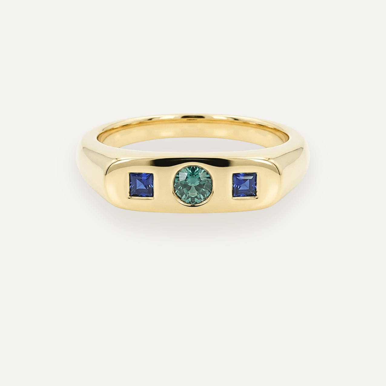 The Mosaic Yellow Gold Signet Ring with Sapphire - Molten Store
