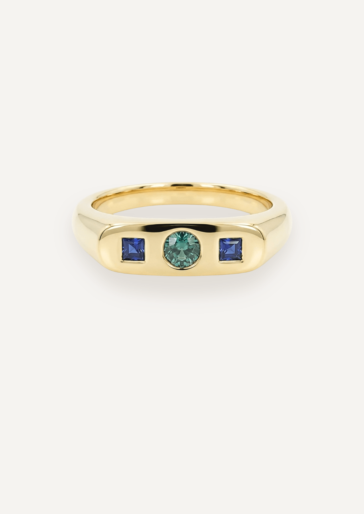 The Mosaic Yellow Gold Signet Ring with Sapphire - Molten Store
