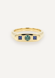The Mosaic Yellow Gold Signet Ring with Sapphire - Molten Store