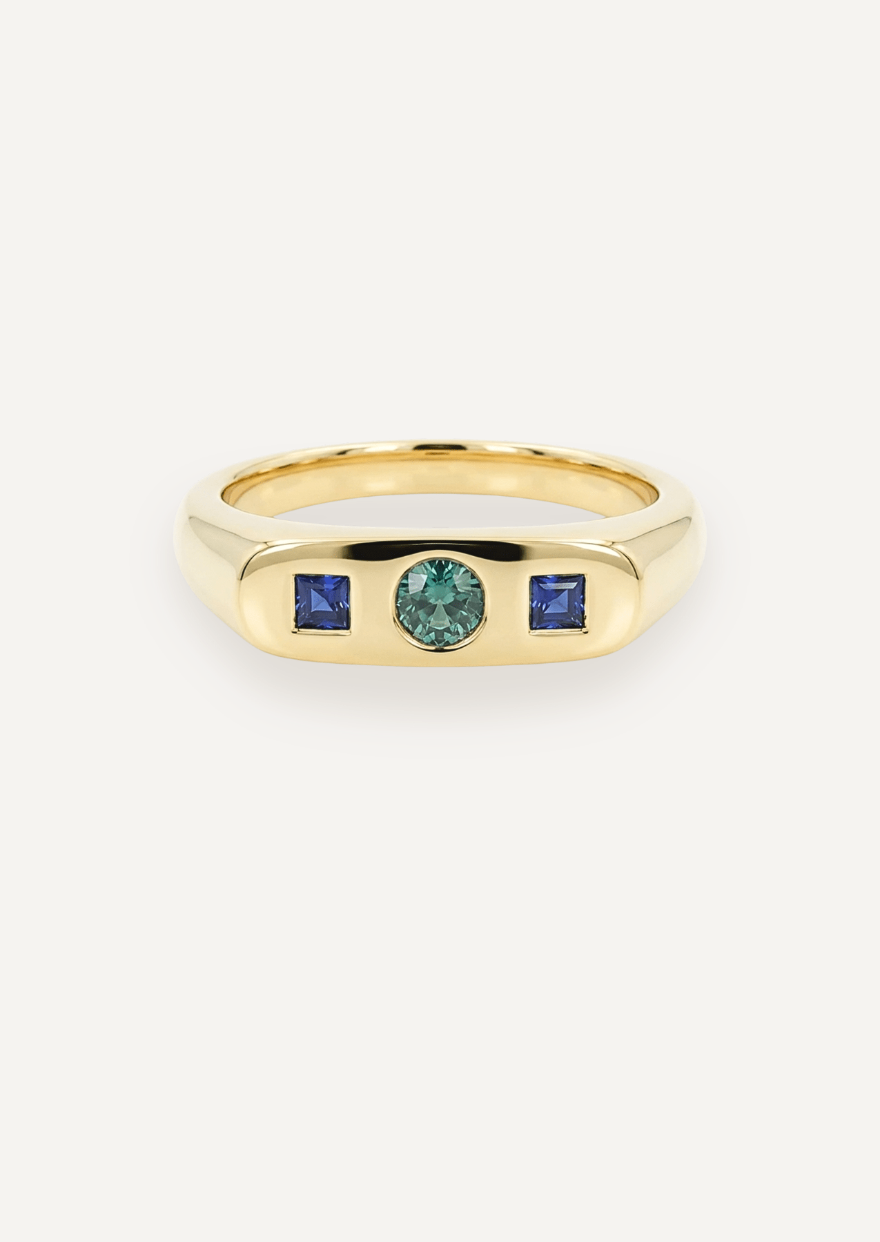 The Mosaic Yellow Gold Signet Ring with Sapphire - Molten Store