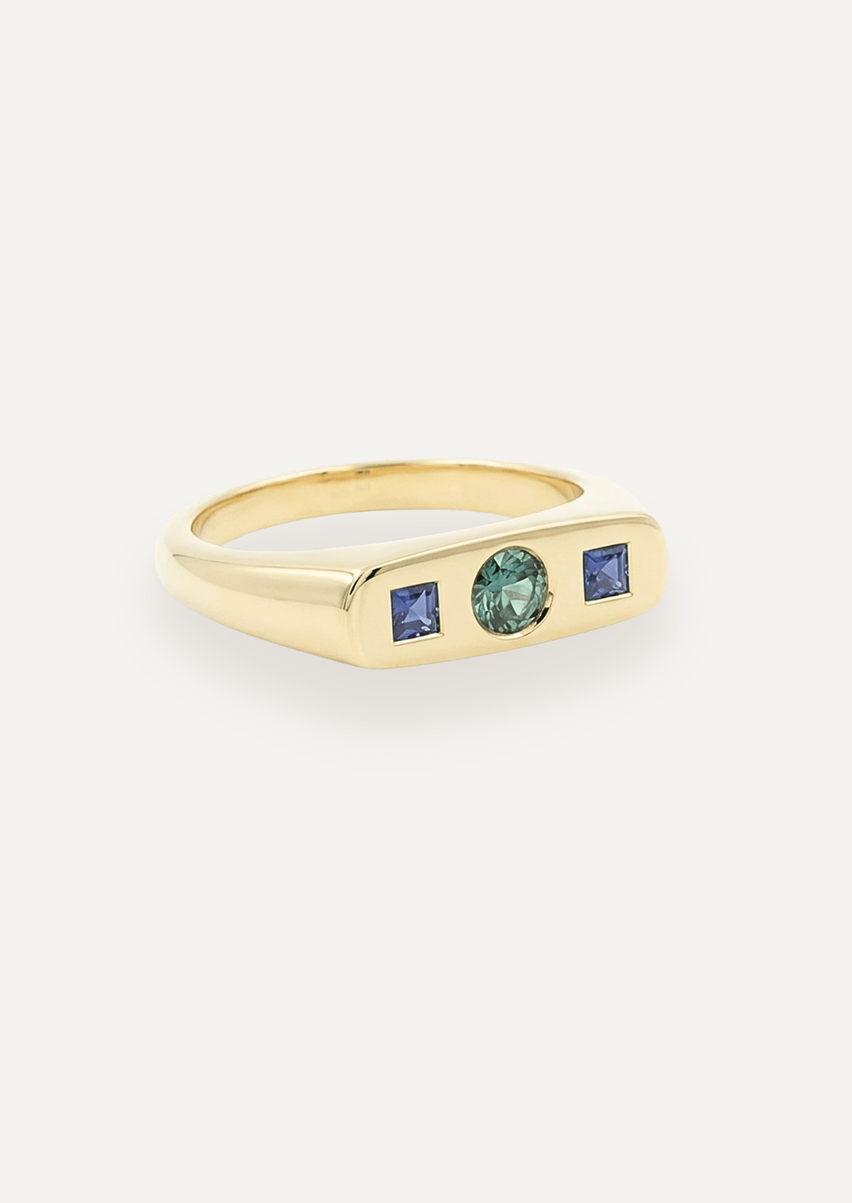 The Mosaic Yellow Gold Signet Ring with Sapphire - Molten Store