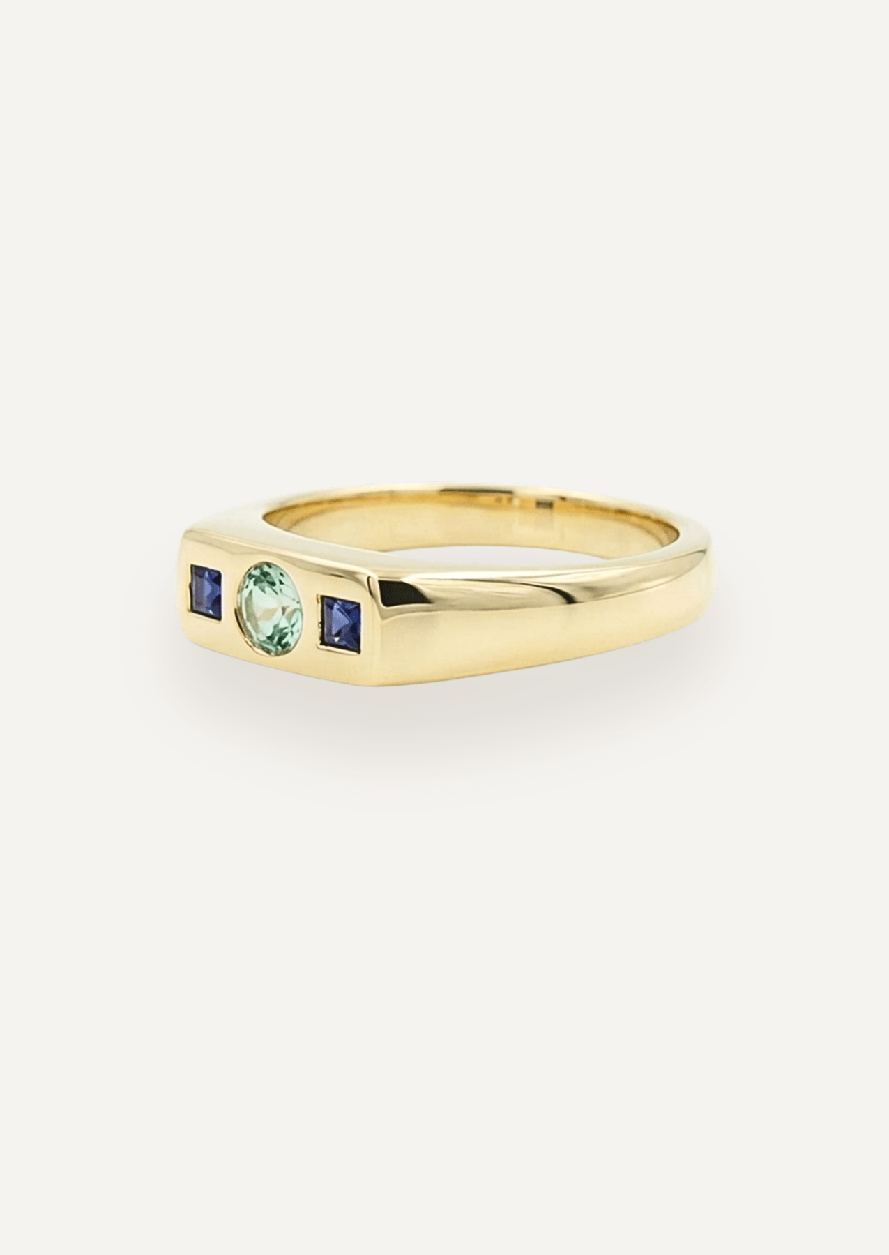 The Mosaic Yellow Gold Signet Ring with Sapphire - Molten Store