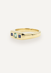 The Mosaic Yellow Gold Signet Ring with Sapphire - Molten Store