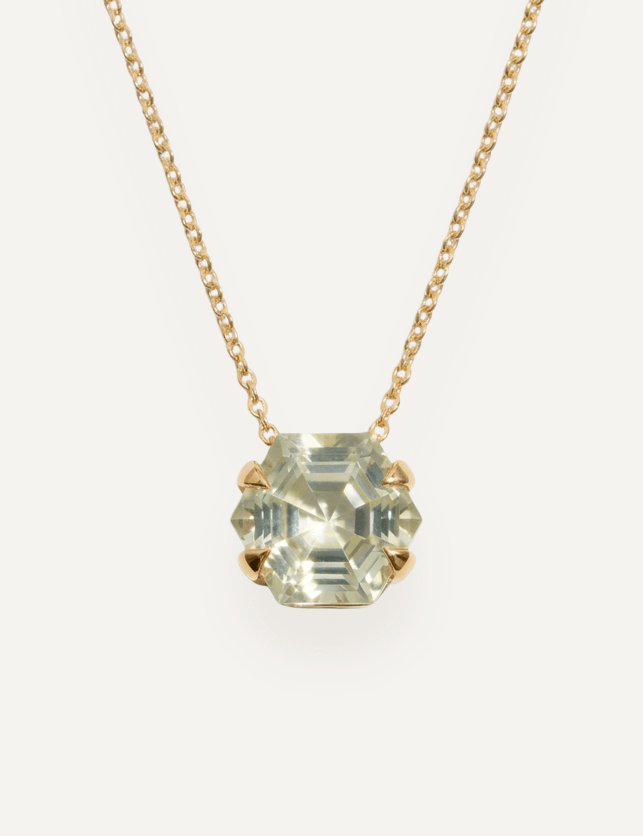 The Nattie Necklace with Hexagon Cut Green Tourmaline - Molten Store