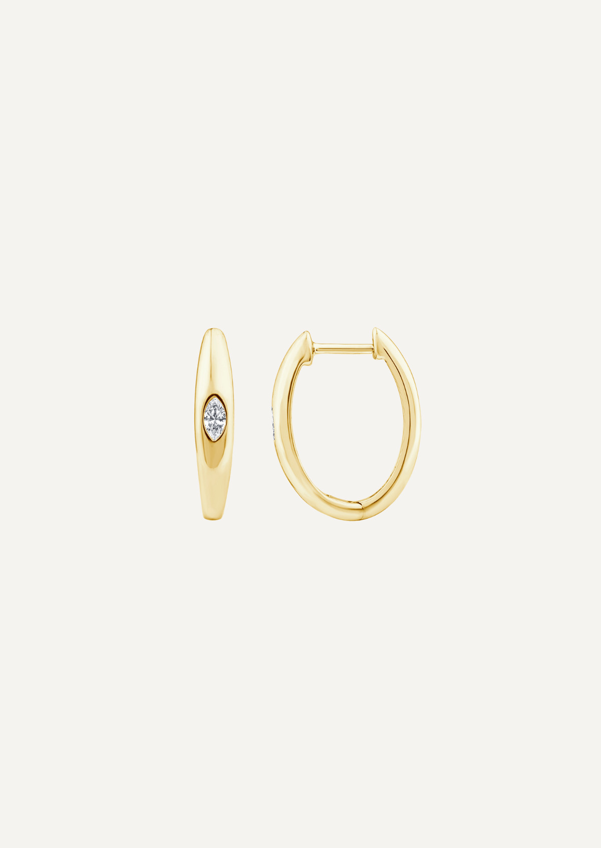 The Noa 9ct Gold Marquise Diamond Hoop Earrings - Molten Store