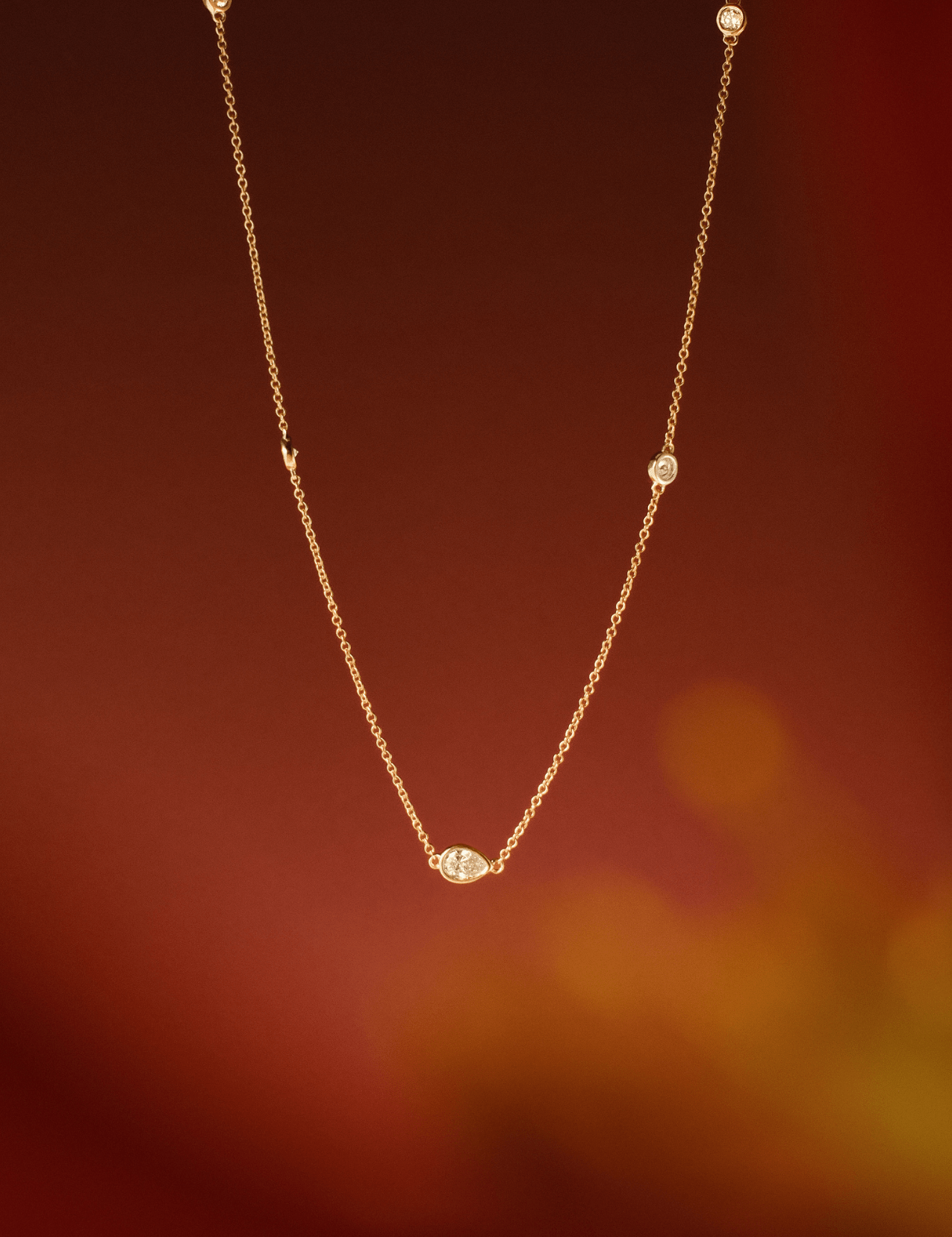 The Odelia 9ct Gold Diamond Station Necklace - Molten Store