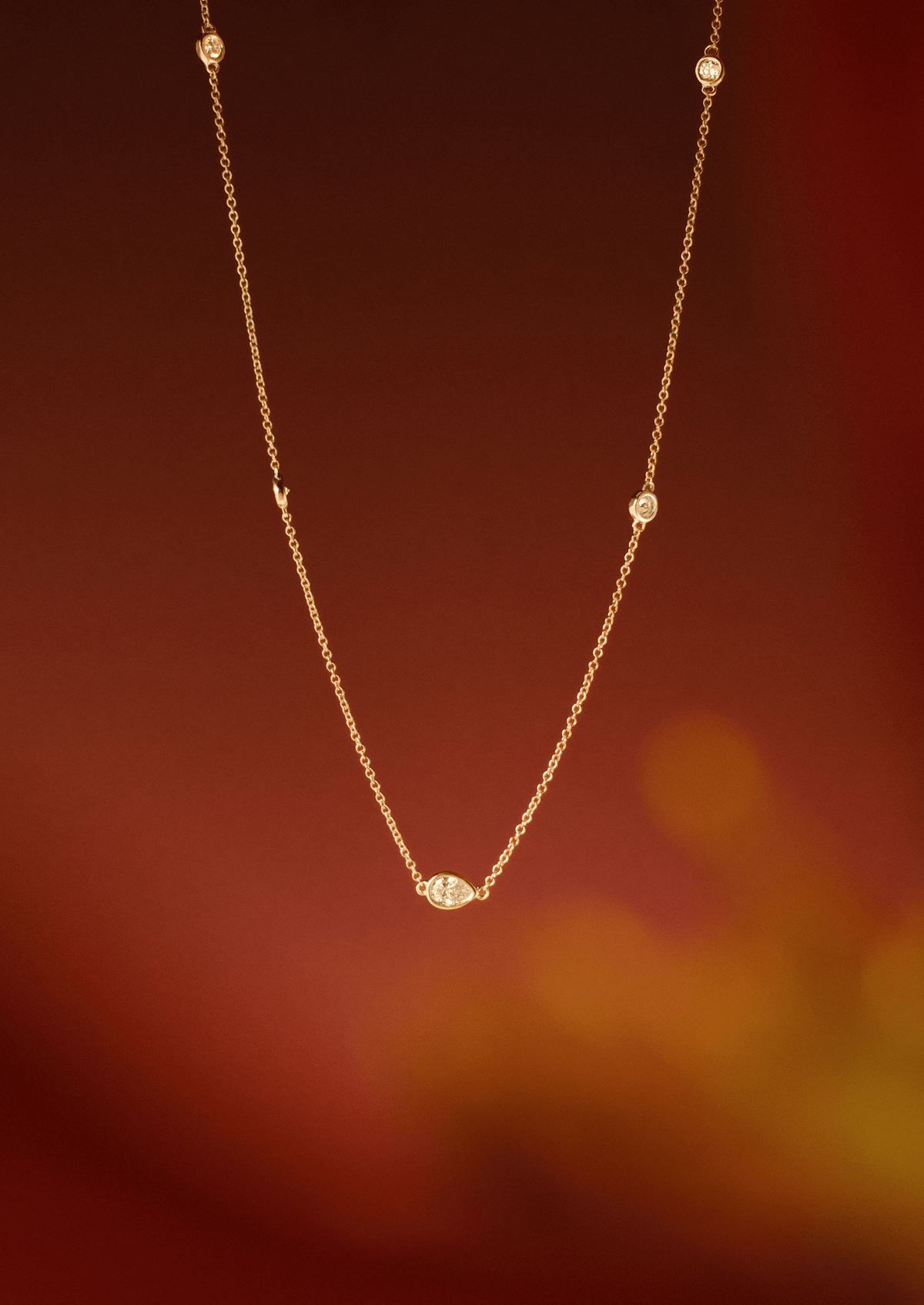 The Odelia 9ct Gold Diamond Station Necklace - Molten Store