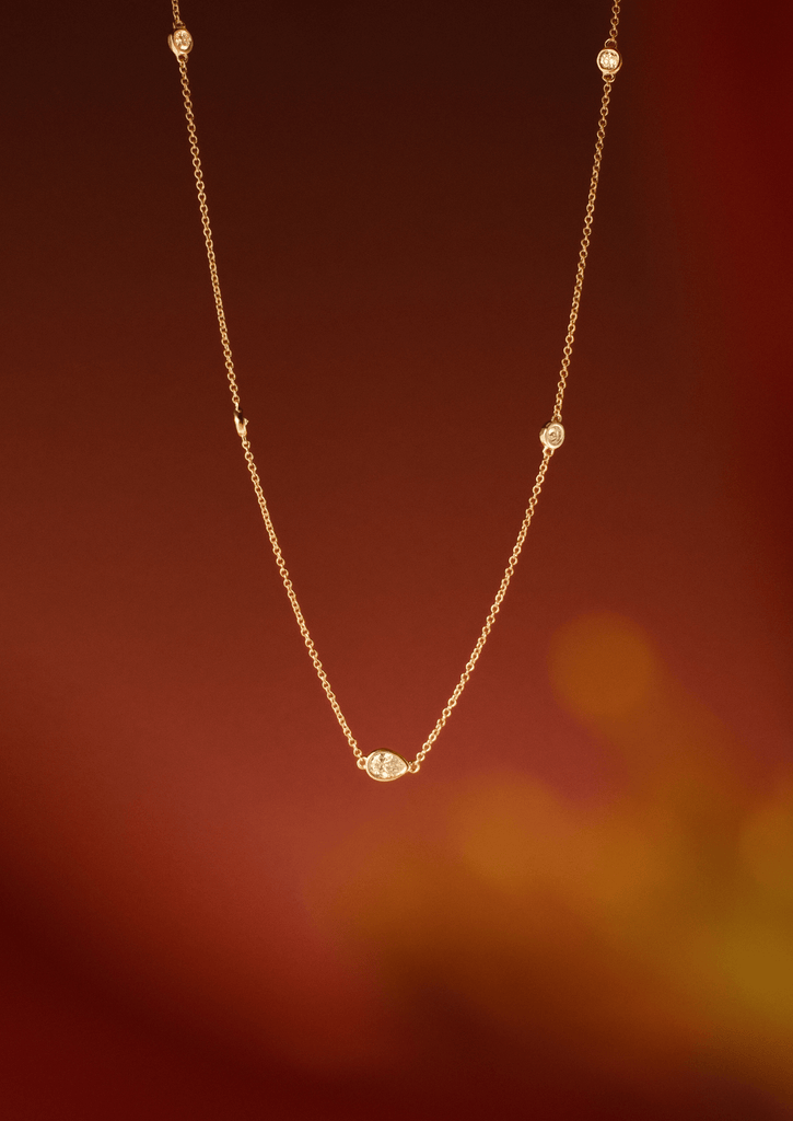 The Odelia 9ct Gold Diamond Station Necklace - Molten Store