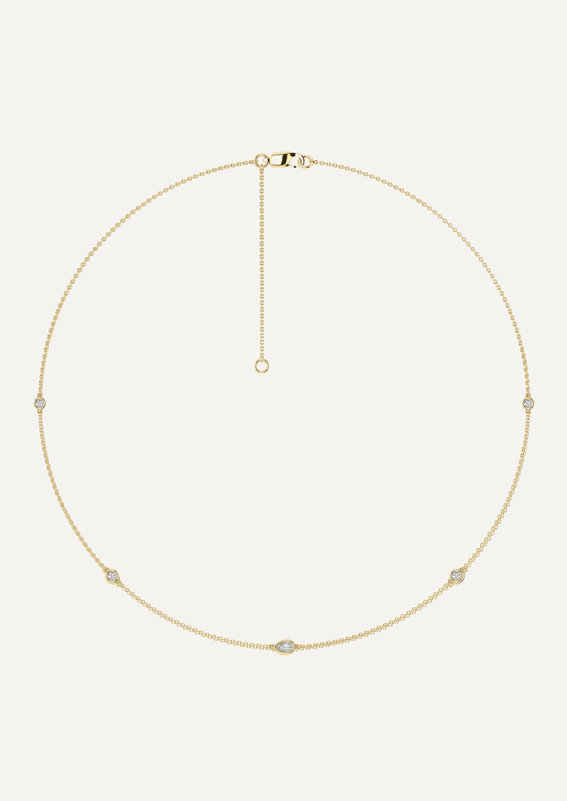 The Odelia 9ct Gold Diamond Station Necklace