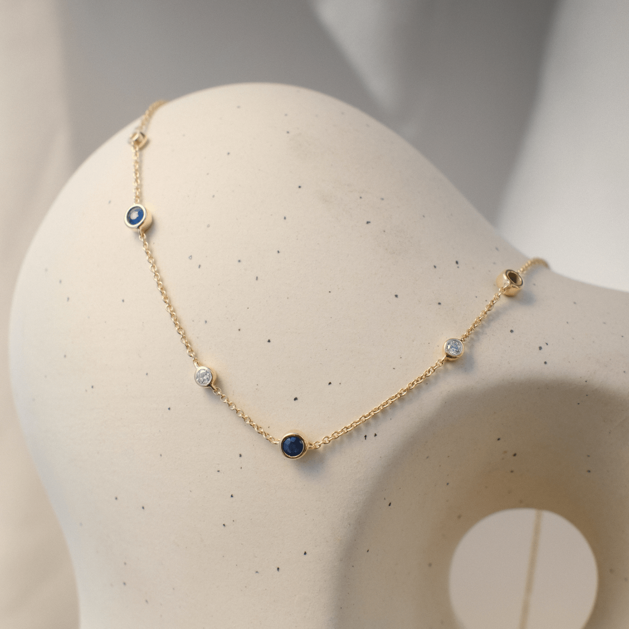 The Orli 9ct Gold Sapphire & Diamond Necklace - Molten Store
