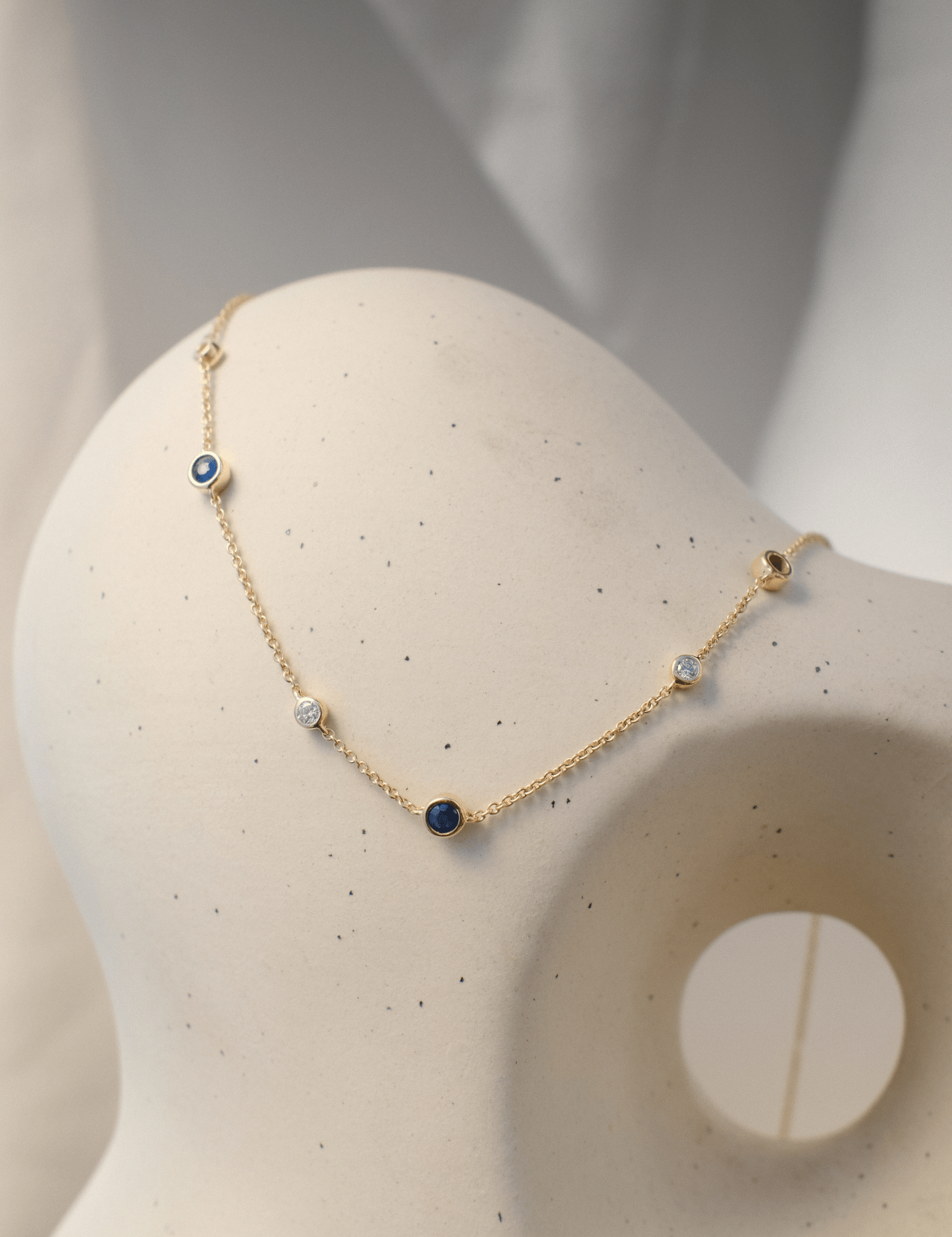 The Orli 9ct Gold Sapphire & Diamond Necklace - Molten Store