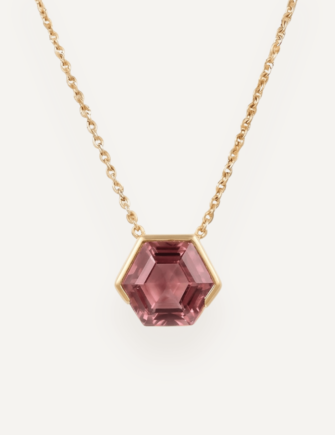 The Ottilie 9ct Yellow Gold Necklace with 2.85ct Hexagon Cut Peach Tourmaline - Molten Store