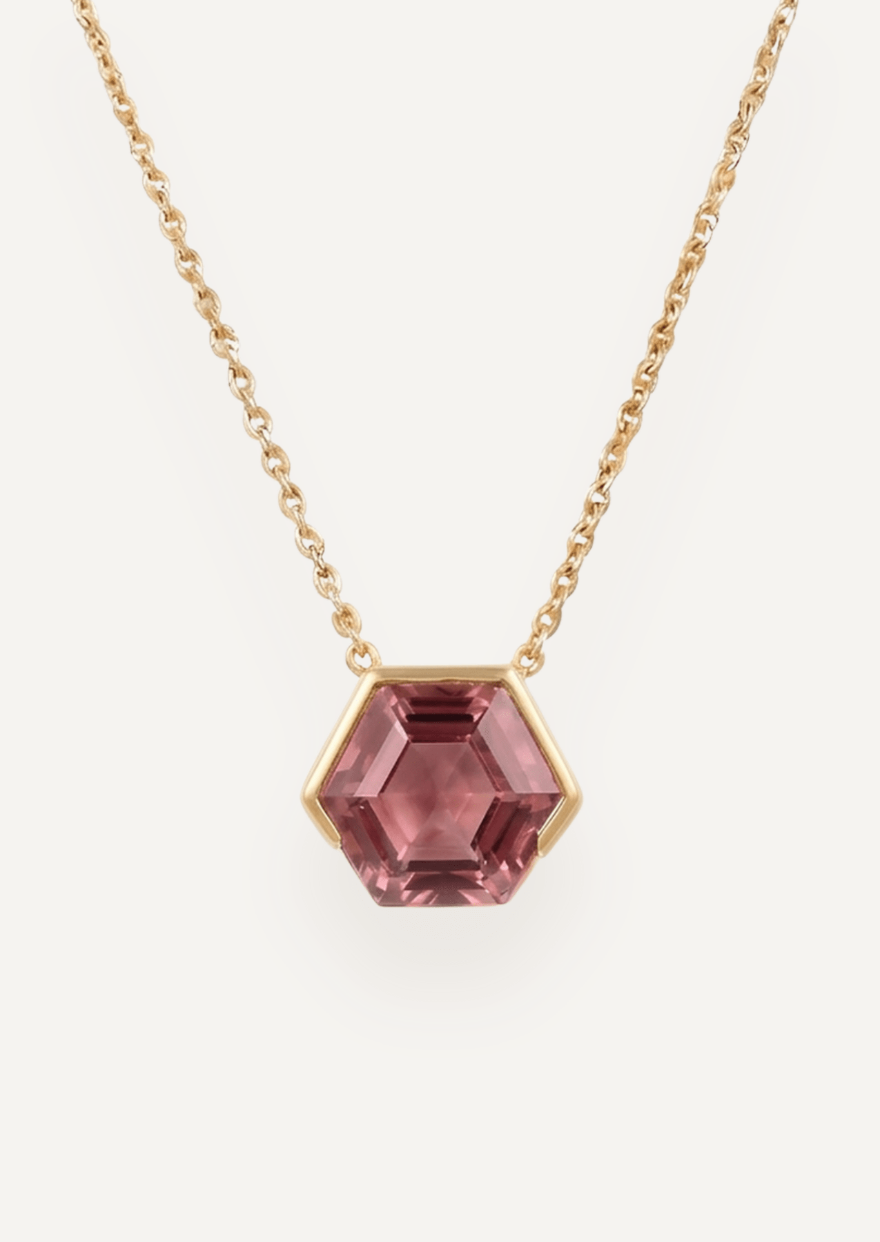 The Ottilie 9ct Yellow Gold Necklace with 2.85ct Hexagon Cut Peach Tourmaline - Molten Store