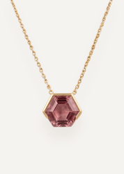 The Ottilie 9ct Yellow Gold Necklace with 2.85ct Hexagon Cut Peach Tourmaline - Molten Store