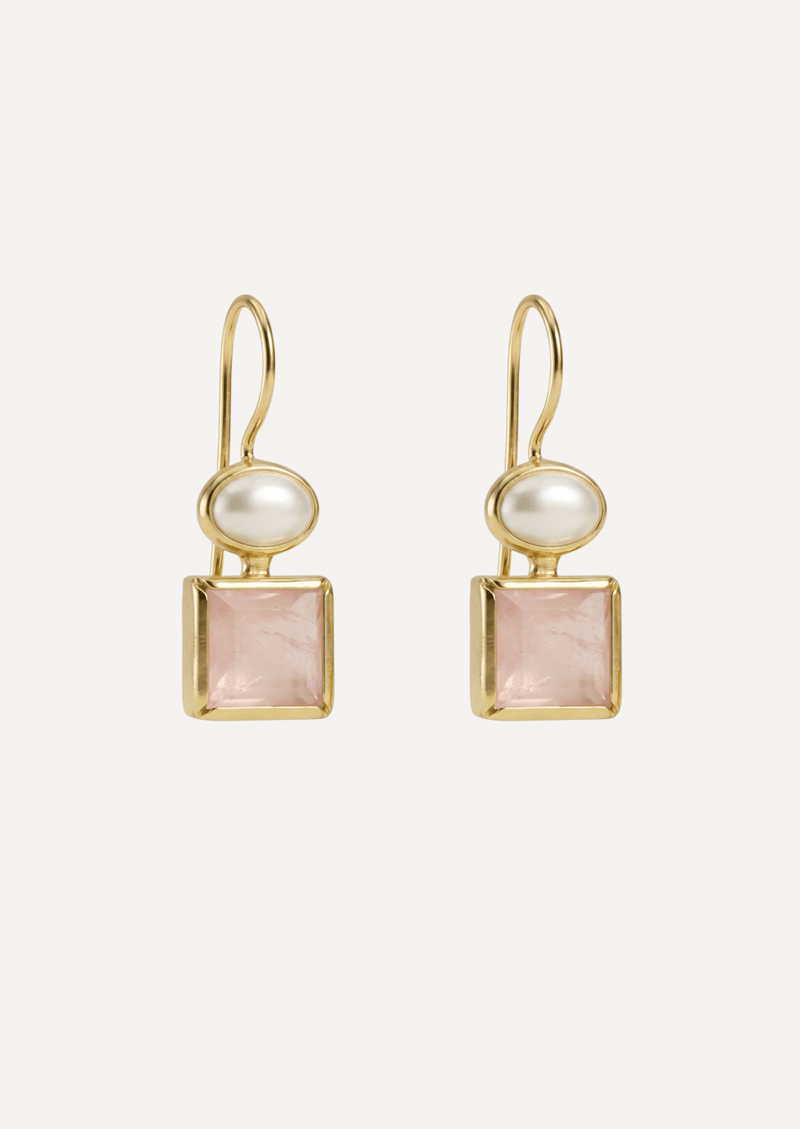 The Paloma Rose Quartz & Freshwater Pearl Earrings - Molten Store