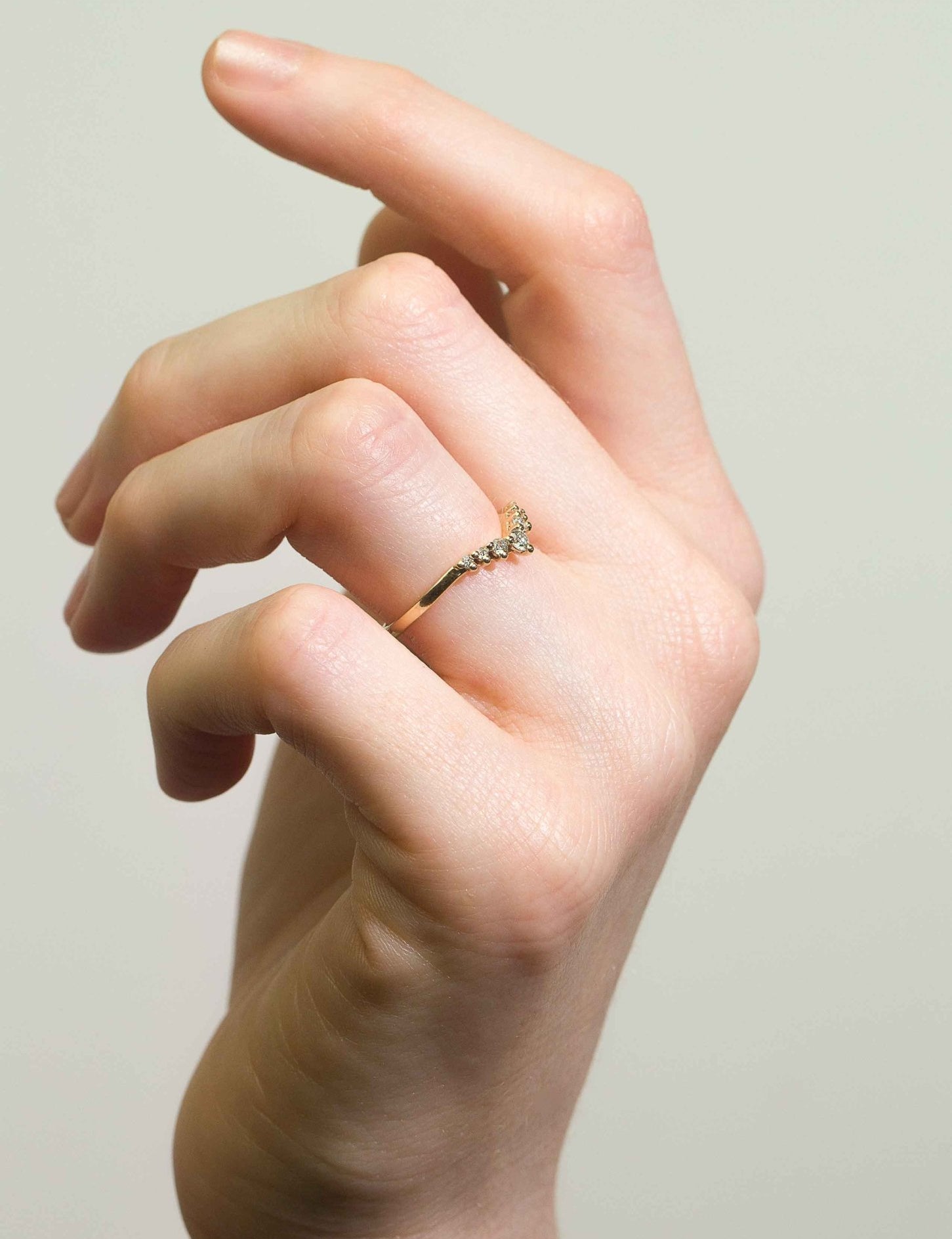 The Petal Diamond Curved Yellow Gold Band - Molten Store