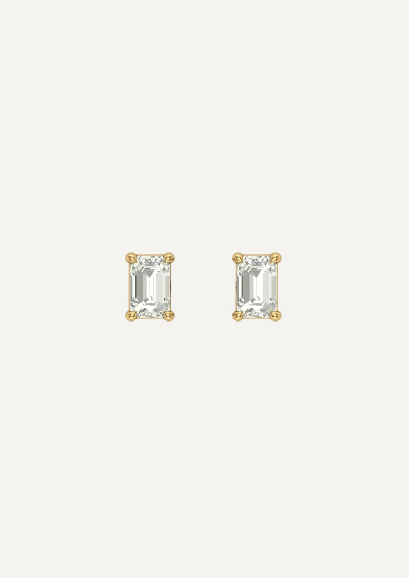 The Poe Yellow Gold Emerald Cut Diamond Stud Earrings