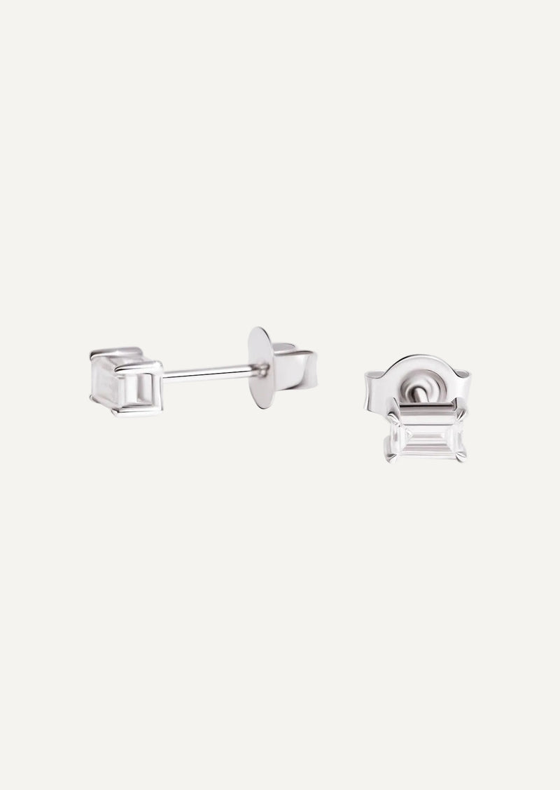 The Poe White Gold Emerald Cut Diamond Stud Earrings