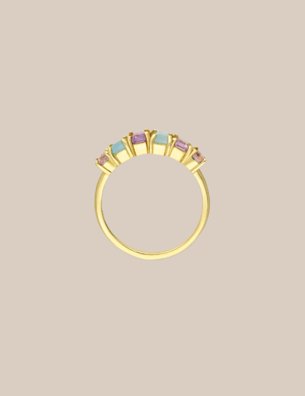 The Poesia Amethyst, Jade & Rhodolite 18ct Gold Vermeil Ring - Molten Store