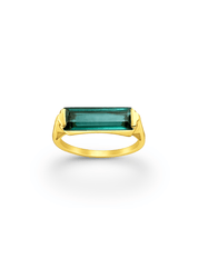 The Pomona Deep Green Tourmaline 18ct Gold Vermeil Signet Ring - Molten Store