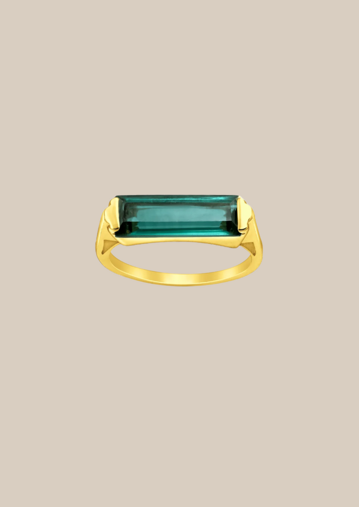 The Pomona Deep Green Tourmaline 18ct Gold Vermeil Signet Ring - Molten Store