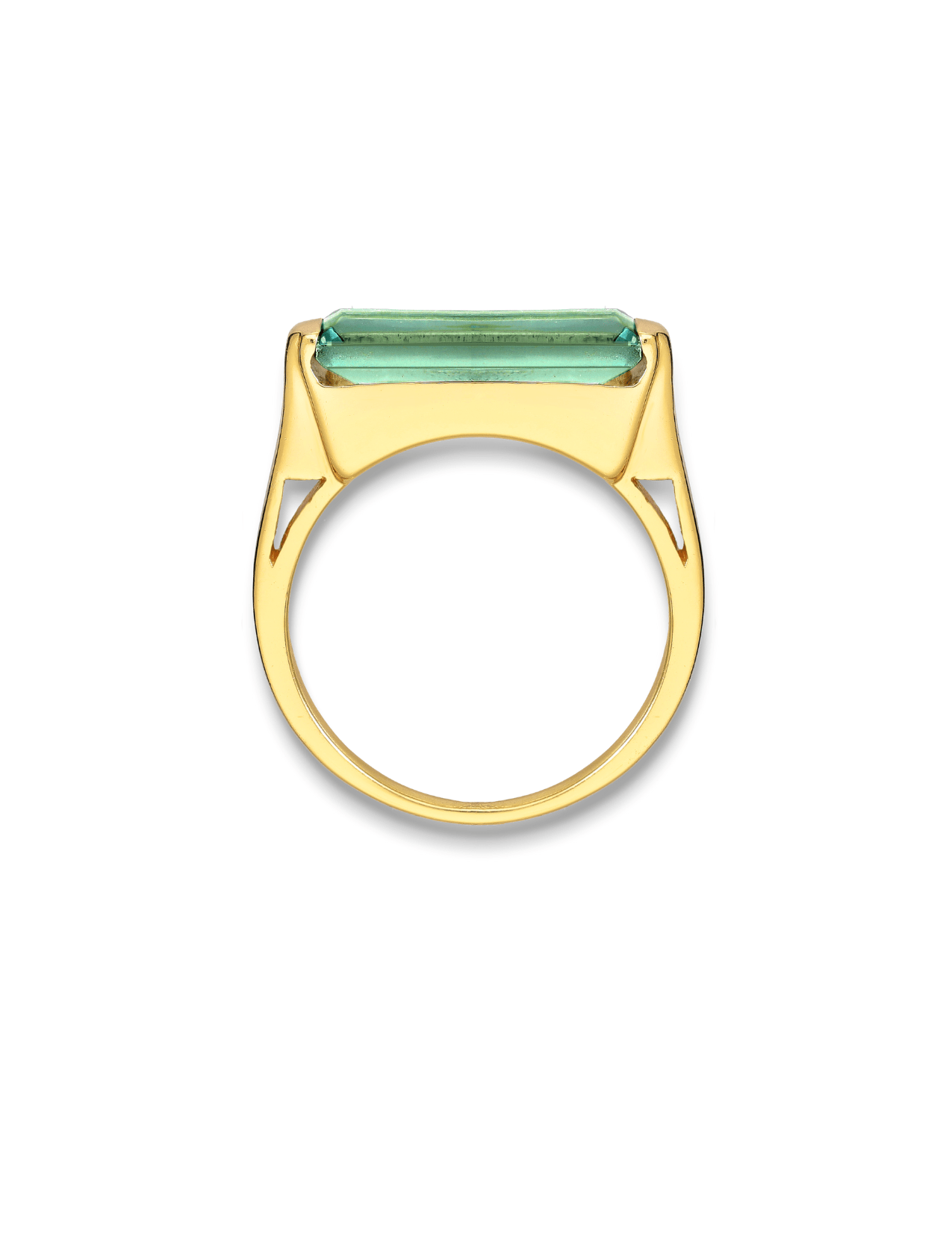 The Pomona Oily Green Tourmaline 18ct Gold Vermeil Signet Ring - Molten Store