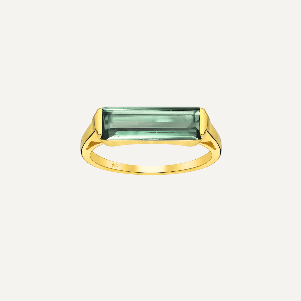 The Pomona Oily Green Tourmaline 18ct Gold Vermeil Signet Ring - Molten Store