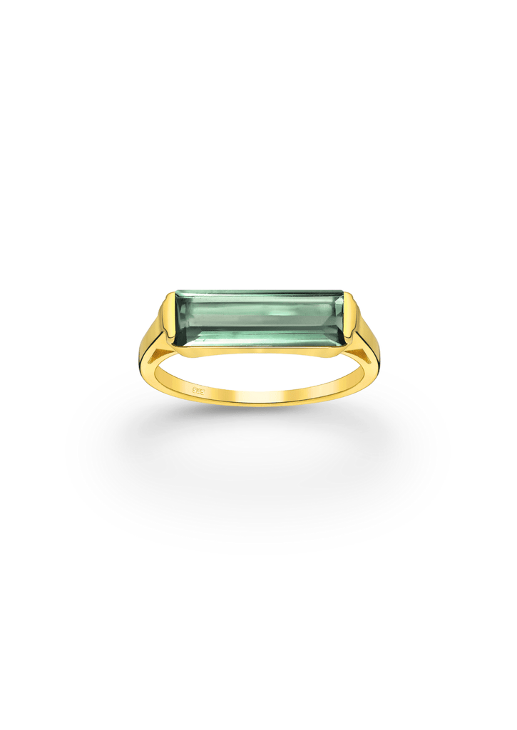 The Pomona Oily Green Tourmaline 18ct Gold Vermeil Signet Ring - Molten Store