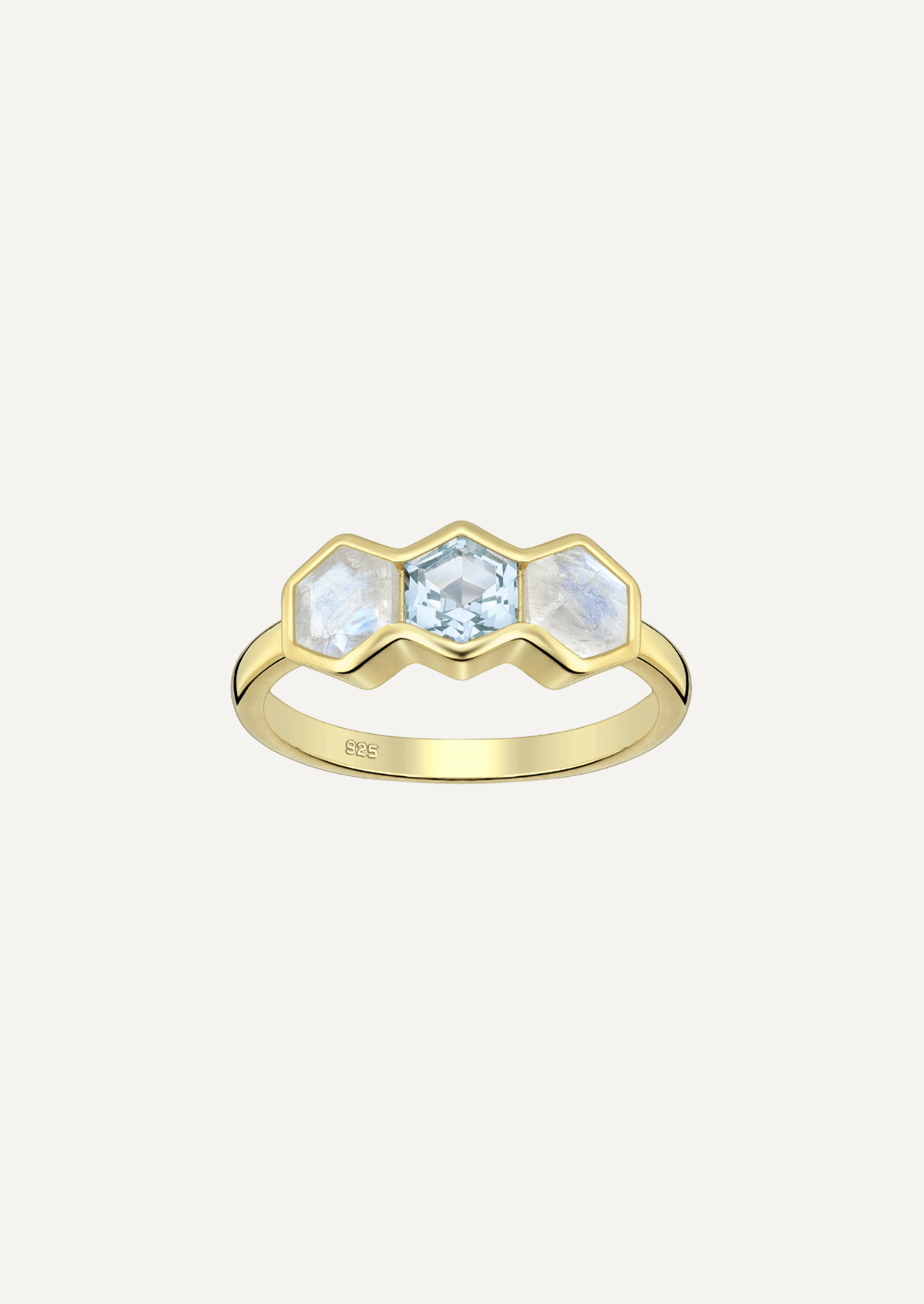 The Prisma Ring with Blue Topaz and Moonstone - Molten Store