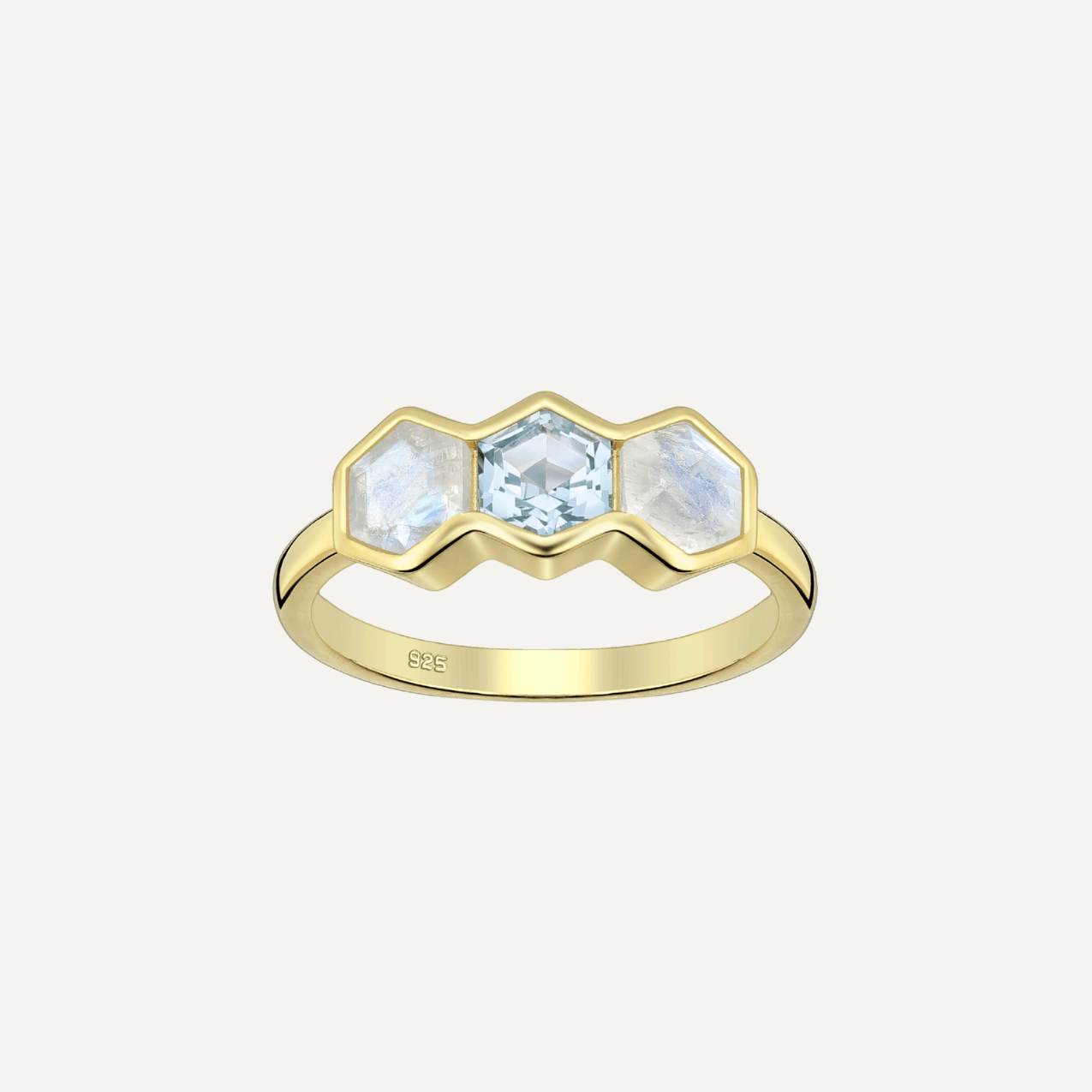 The Prisma Ring with Blue Topaz and Moonstone - Molten Store