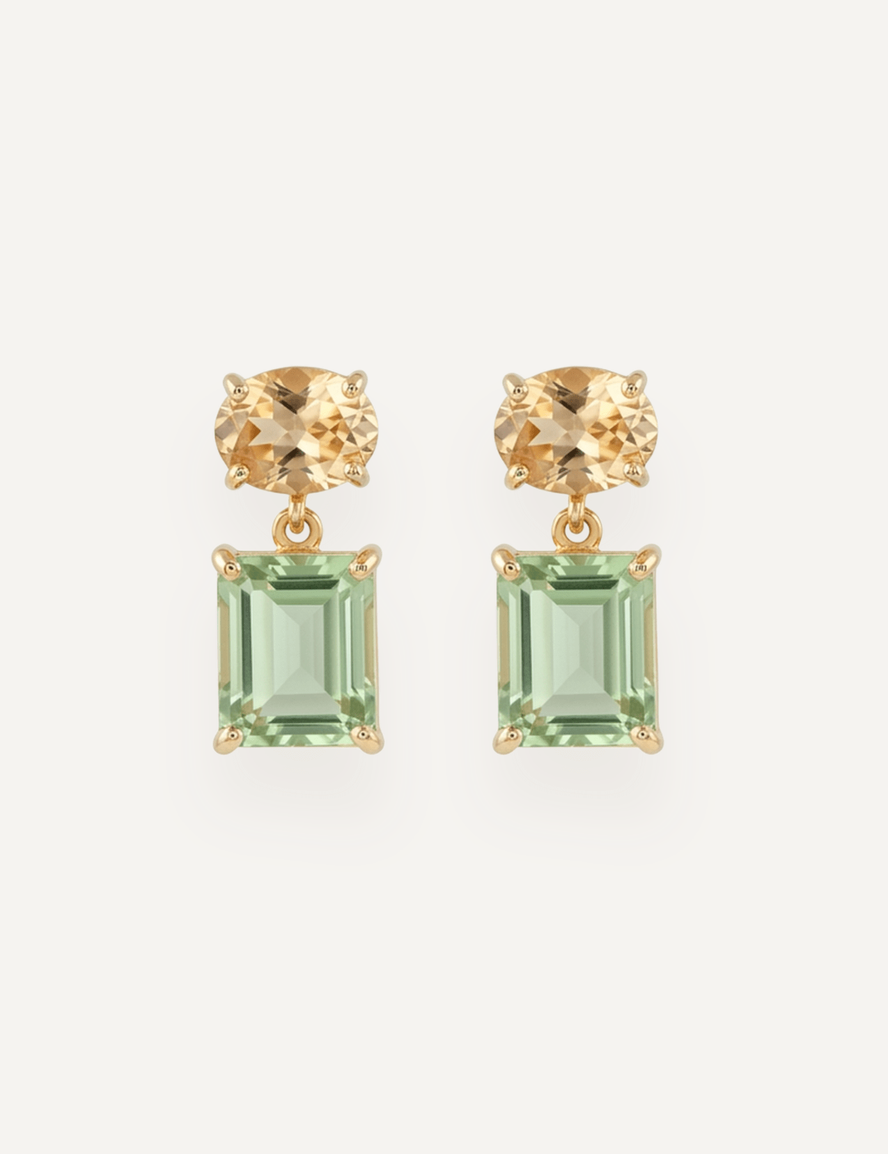 The Serafina Two Stone Drop Earrings in Citrus - Molten Store
