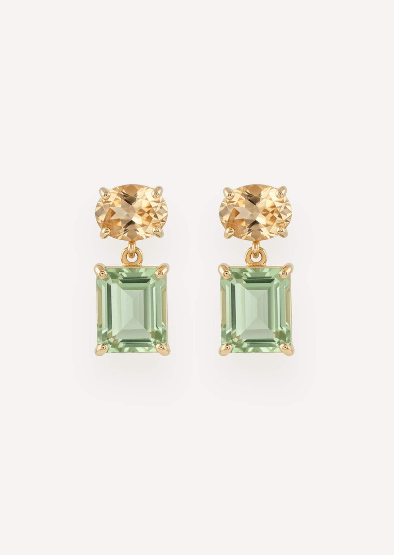 The Serafina Two Stone Drop Earrings in Citrus - Molten Store