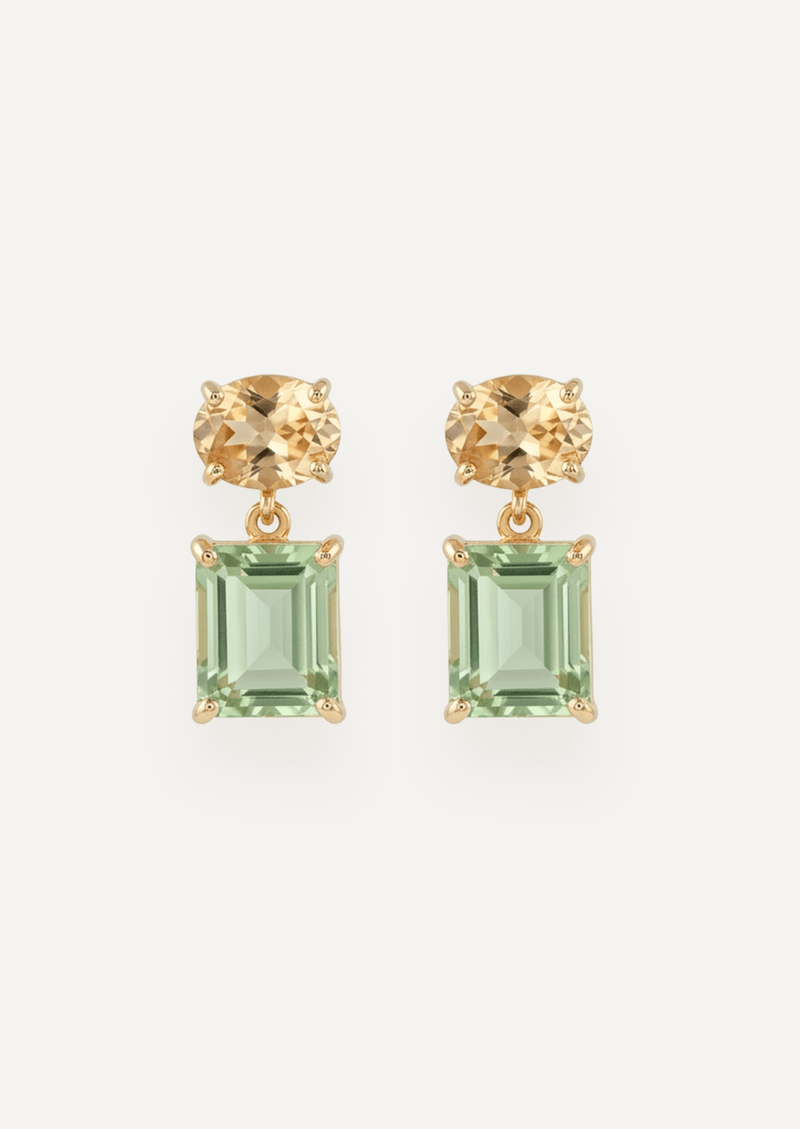 The Serafina Two Stone Drop Earrings in Citrus - Molten Store